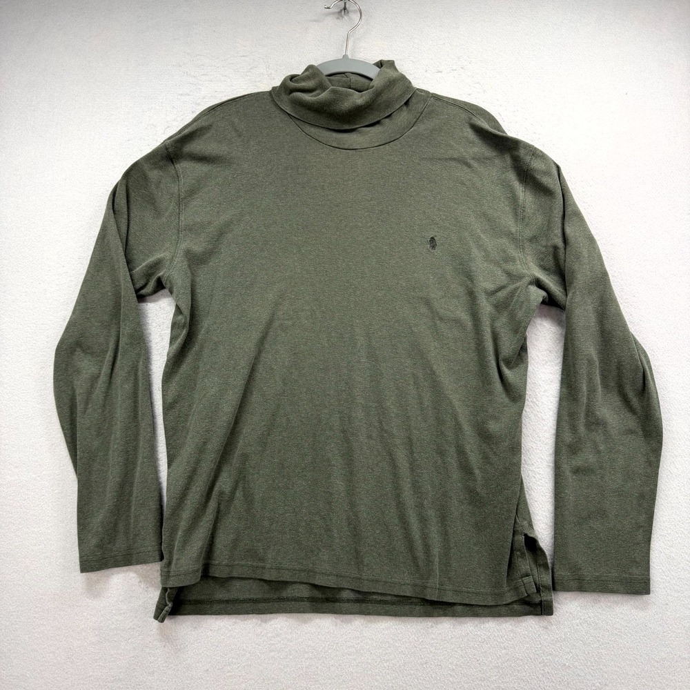 Polo Ralph‎ Lauren Turtleneck Shirt Mens L Green Pony Lightweight Sweater Y2K
